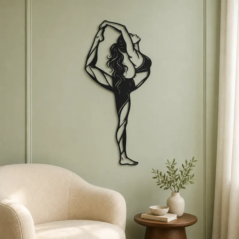 Standing Backbend Metal Wall Art | Movement Silhouette Decor - lifestyle view 2
