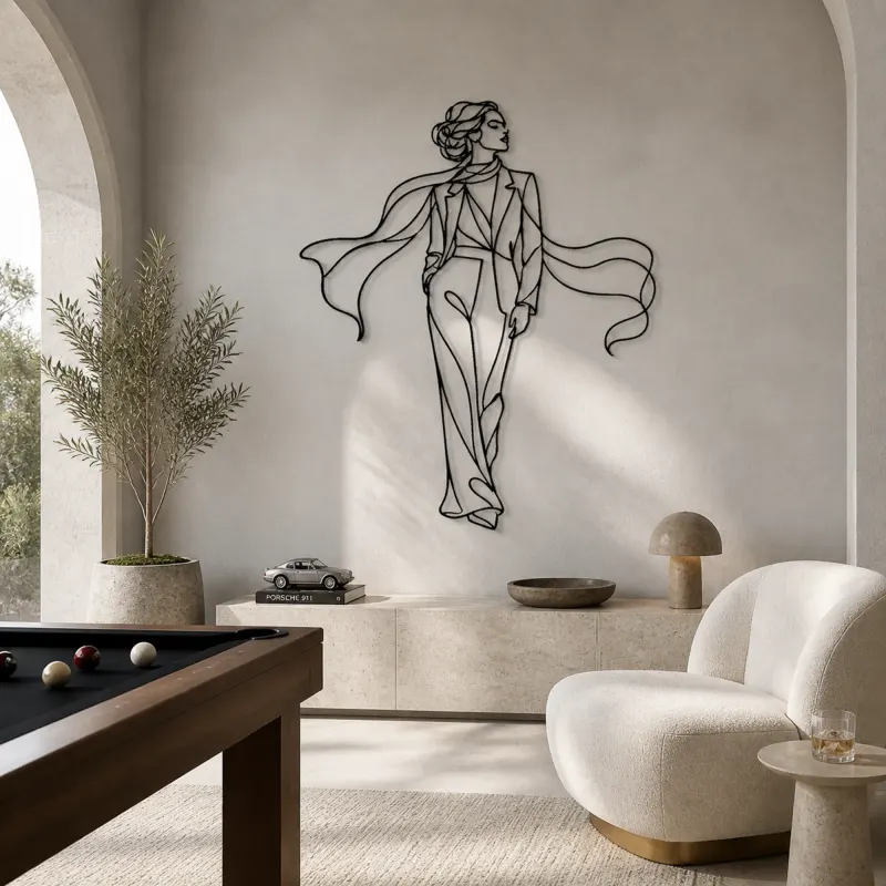 Dramatic Scarf Model Metal Wall Art | Fashion Figure Wall Decor - lifestyle view 4