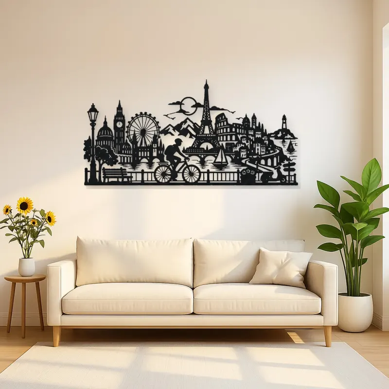 Bicycle City Ride Metal Wall Art | Travel and City Wall Decor