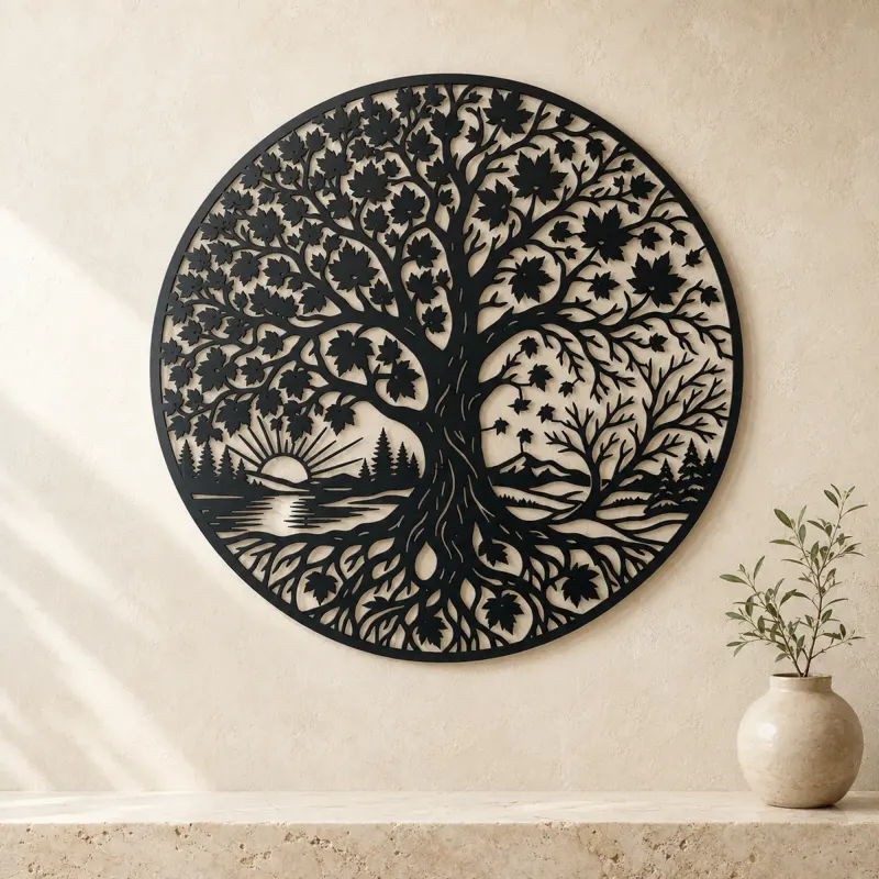 Maple Tree Seasons Metal Wall Art | Botanical Metal Wall Decor - lifestyle view 3