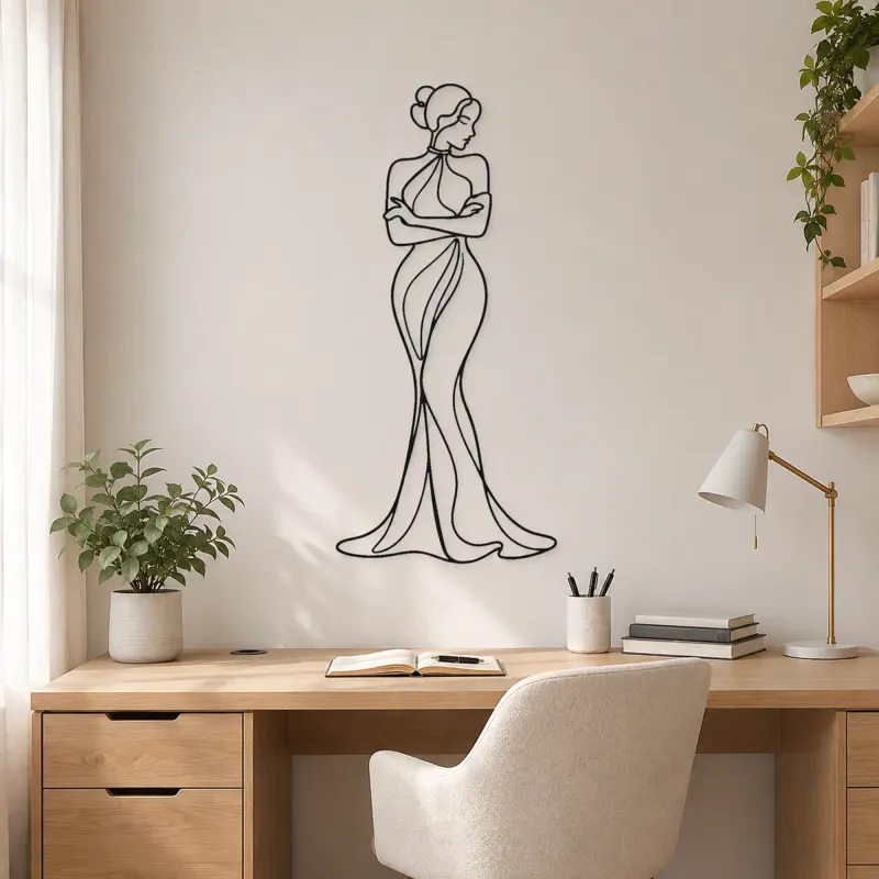 Arms Crossed Muse Metal Wall Art | Feminine Figure Wall Decor - lifestyle view 5