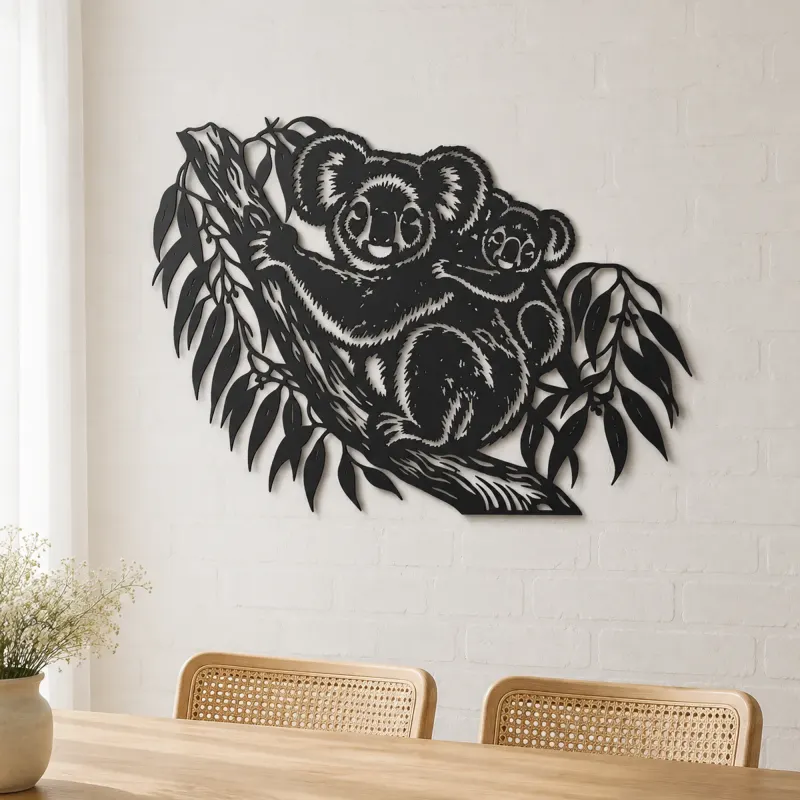 Koala Eucalyptus Metal Wall Art | Wildlife Silhouette Decor - lifestyle view 4