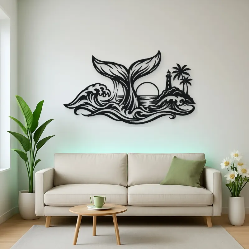 Whale Tail Ocean Metal Wall Art | Coastal and Nautical Wall Decor