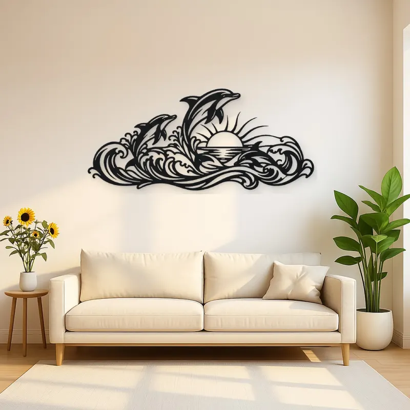 Dolphin Wave Dance Metal Wall Art | Coastal and Nautical Wall Decor
