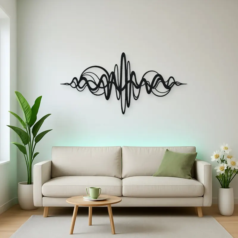 Continuous Sound Wave Metal Wall Art | Music Room Wall Decor