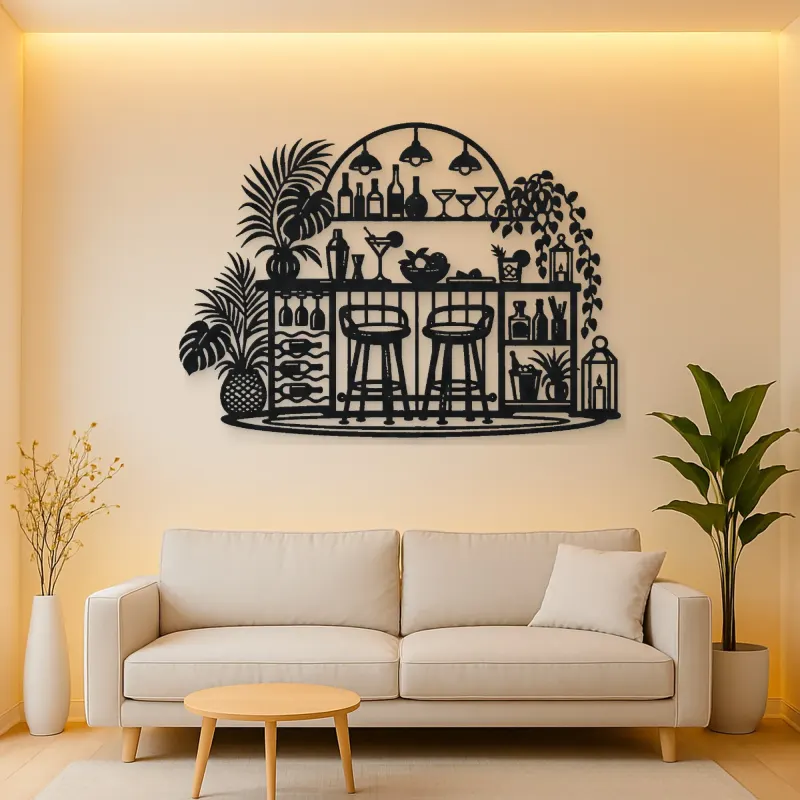 Cocktail Bar Flow Metal Wall Art | Cozy Home Metal Decor