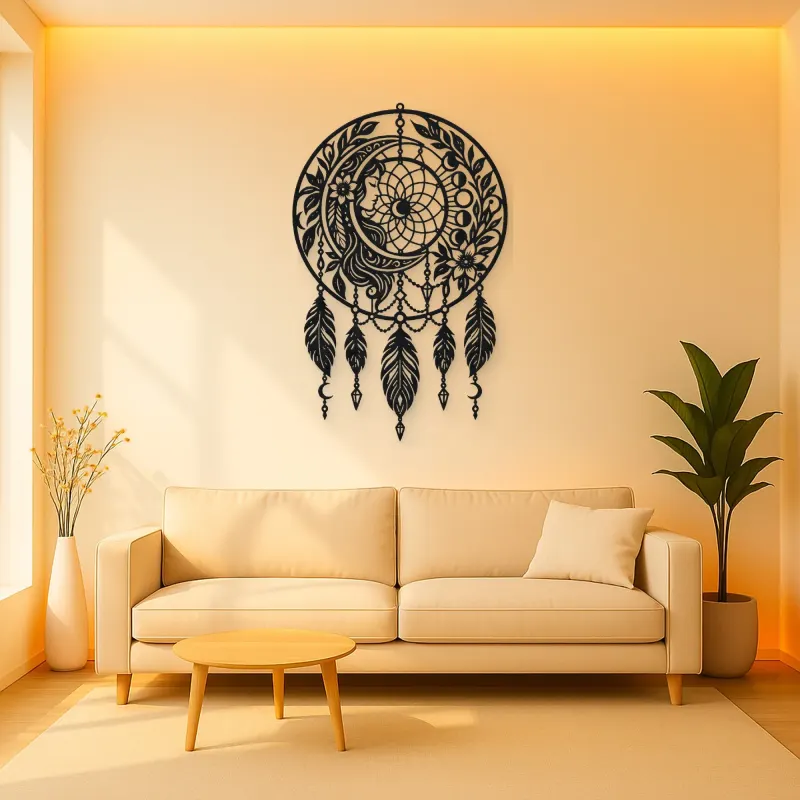 Dreamcatcher Moon Metal Wall Art | Spiritual Boho Metal Decor