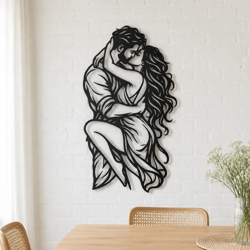Wrapped in Arms Metal Wall Art | Romantic Couple Decor - lifestyle view 4