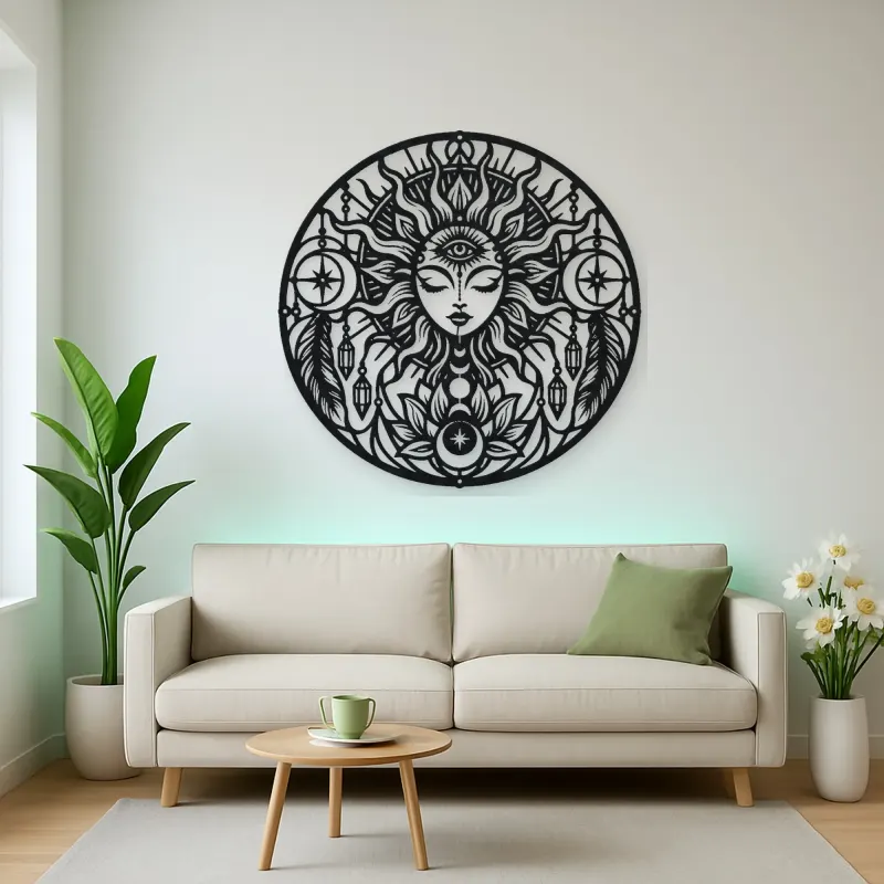 Third Eye Sun Metal Wall Art | Spiritual Boho Metal Decor