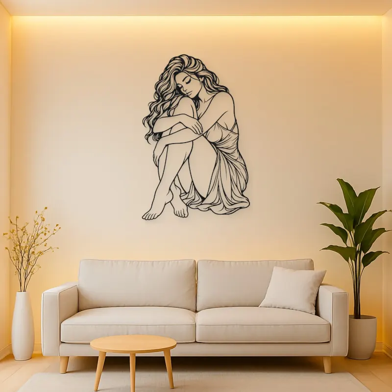 Curled Resting Pose Metal Wall Art | Movement Silhouette Decor