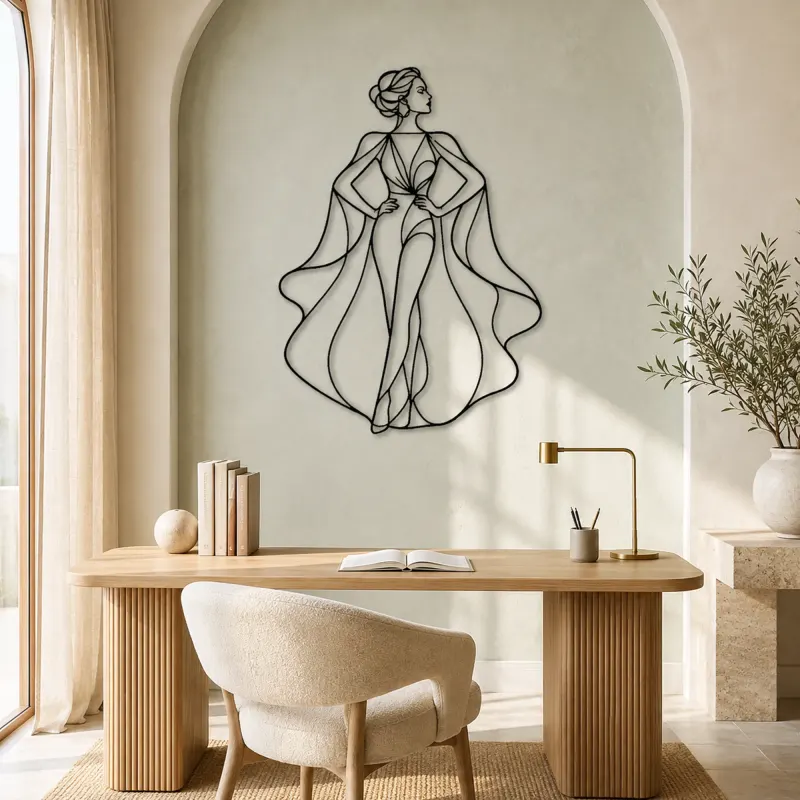 Silk Cape Model Metal Wall Art | Fashion Figure Wall Decor - lifestyle view 4