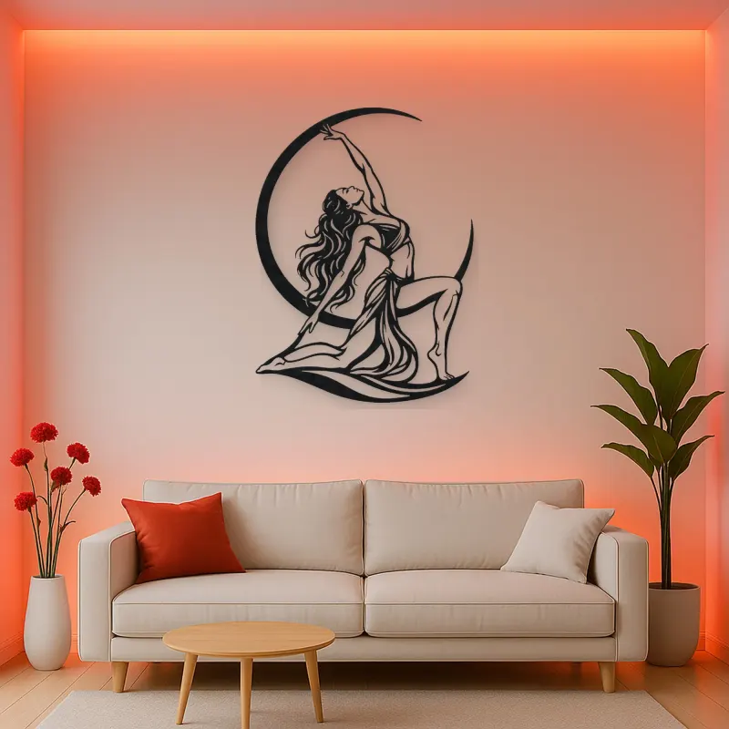 Moon Salutation Metal Wall Art | Movement Silhouette Decor