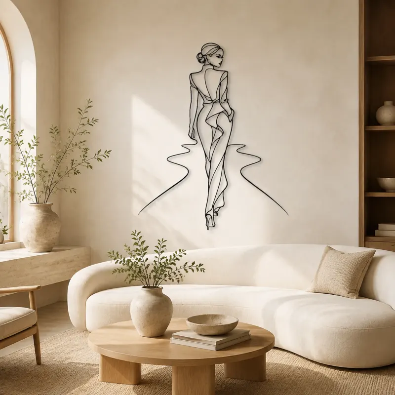 Over Shoulder Runway Metal Wall Art | Fashion Figure Wall Decor