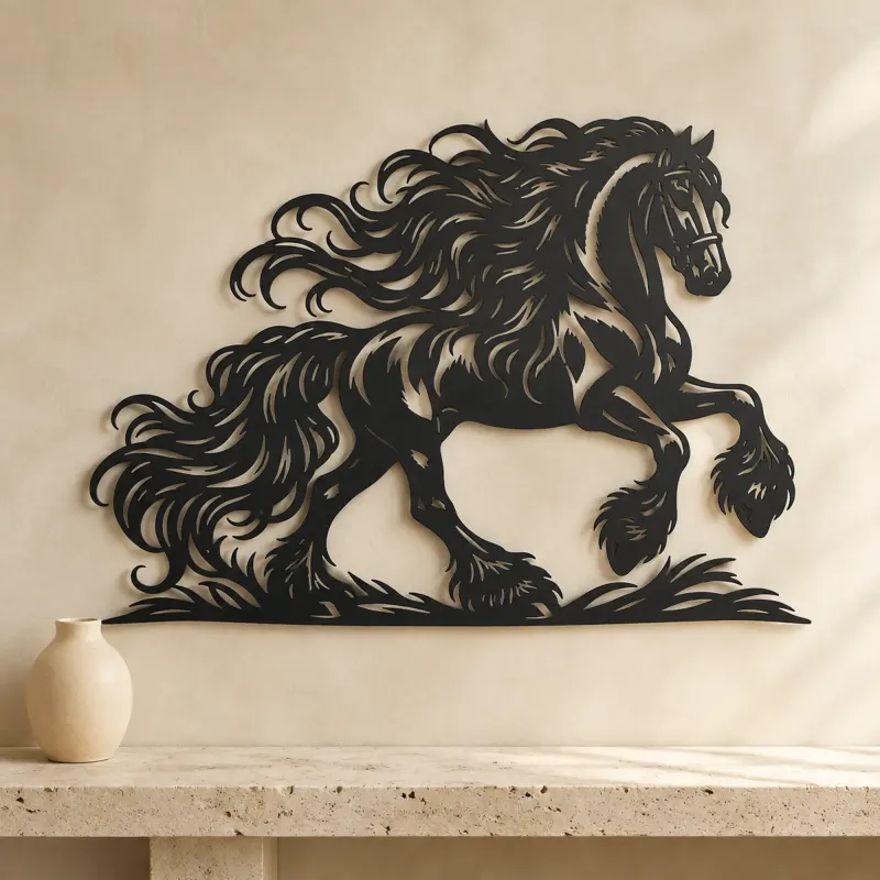 Friesian Mane Flow Metal Wall Art | Equestrian Wall Decor - lifestyle view 3