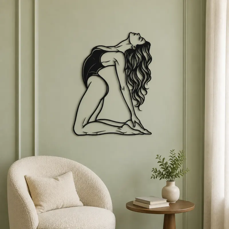 Arched Back Pose Metal Wall Art | Movement Silhouette Decor - lifestyle view 2