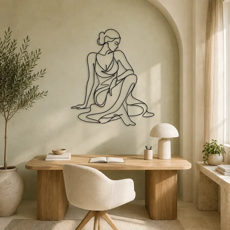 Sculptural Seated Muse Metal Wall Art | Feminine Figure Wall Decor - lifestyle view 4