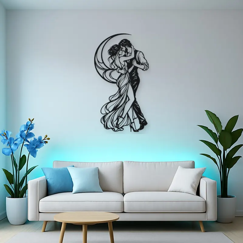 Moonlit Slow Dance Metal Wall Art | Movement Silhouette Decor