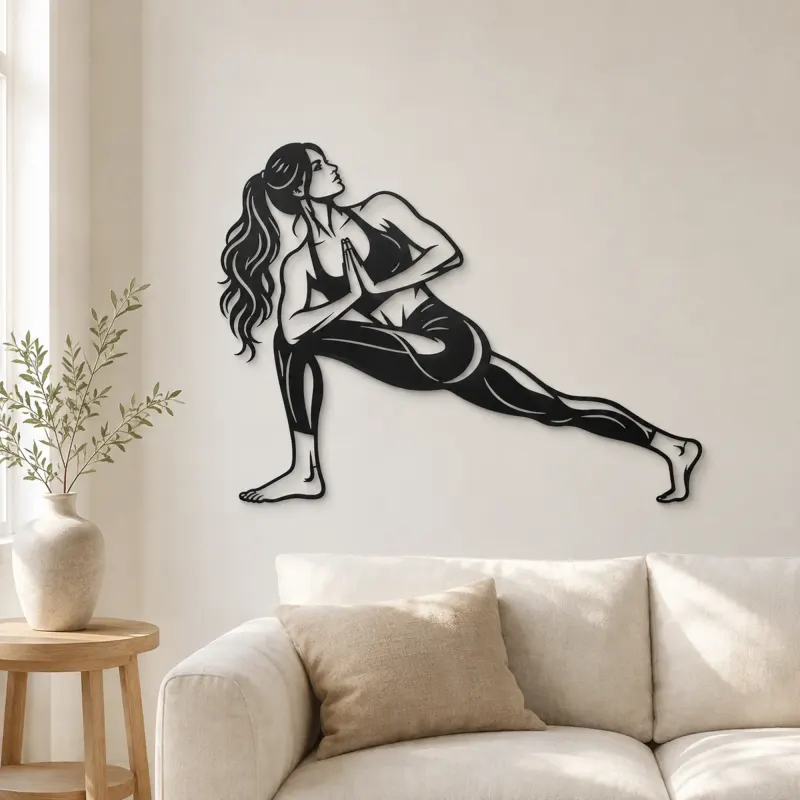 Arte mural de metal Twisted Lunge | Decoración de silueta de movimiento