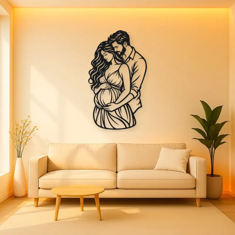 Expecting Parents Metal Wall Art | Family Silhouette Decor