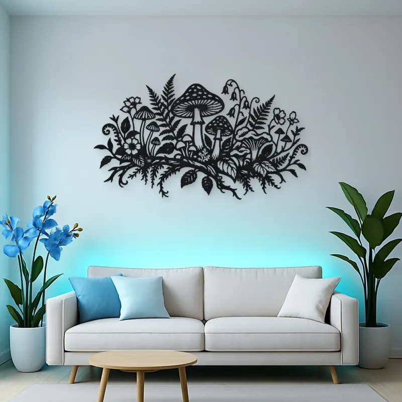 Mushroom Woodland Garden Metal Wall Art | Botanical Metal Wall Decor