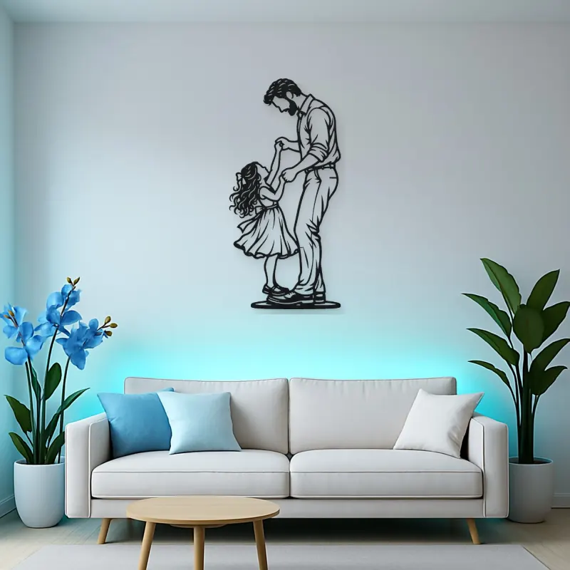 Father Daughter Dance Metal Wall Art | Family Silhouette Decor