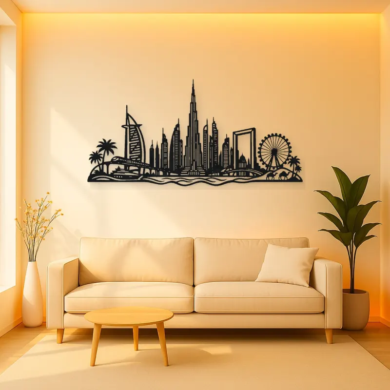 Dubai Skyline Arc Metal Wall Art | Travel and City Wall Decor