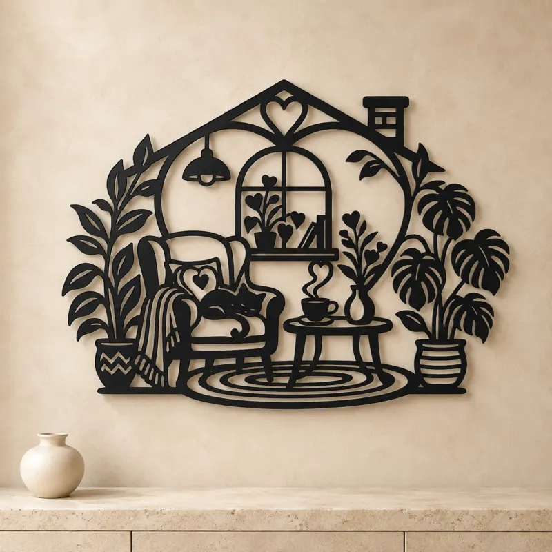 Home Sweet Heart Symbol Metal Wall Art | Cozy Home Metal Decor - lifestyle view 3