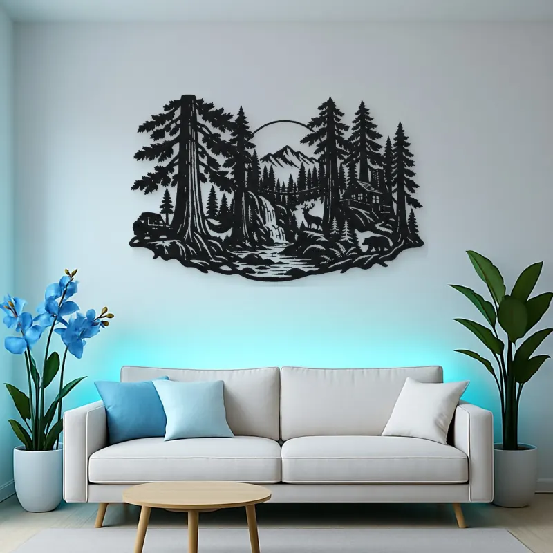 Redwood Canopy Metal Wall Art | Nature Silhouette Decor