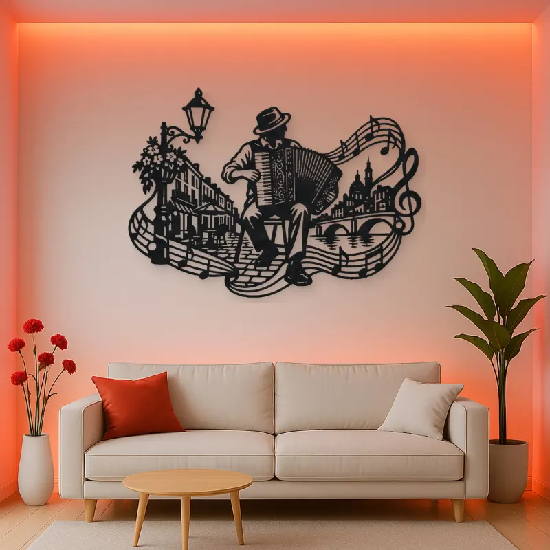 Accordion Street Music Metal Wall Art | Music Room Wall Decor
