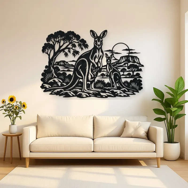 Kangaroo Outback Metal Wall Art | Wildlife Silhouette Decor