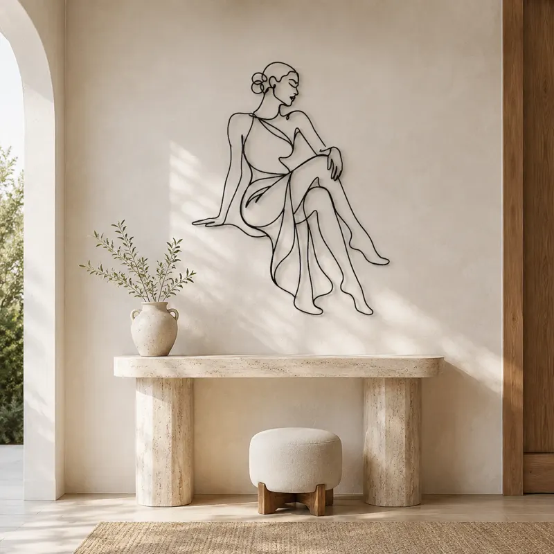 Serene Seated Figure Metal Wall Art | Feminine Figure Wall Decor - lifestyle view 3