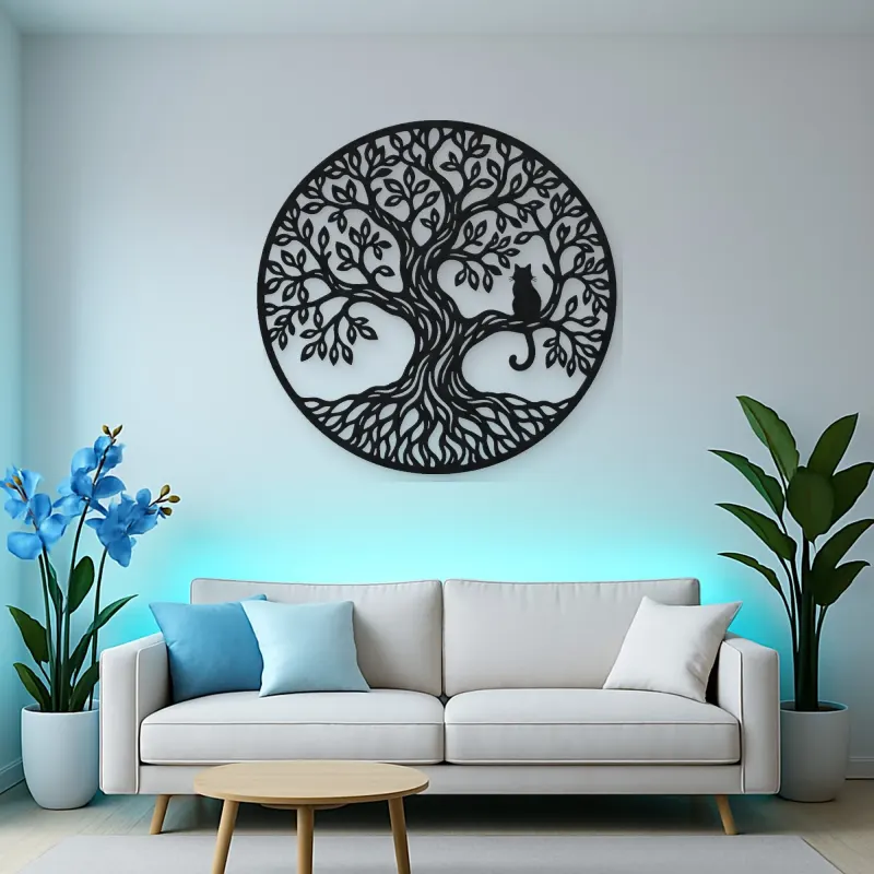 Tree with Cat Metal Wall Art | Pet Lover Silhouette Decor