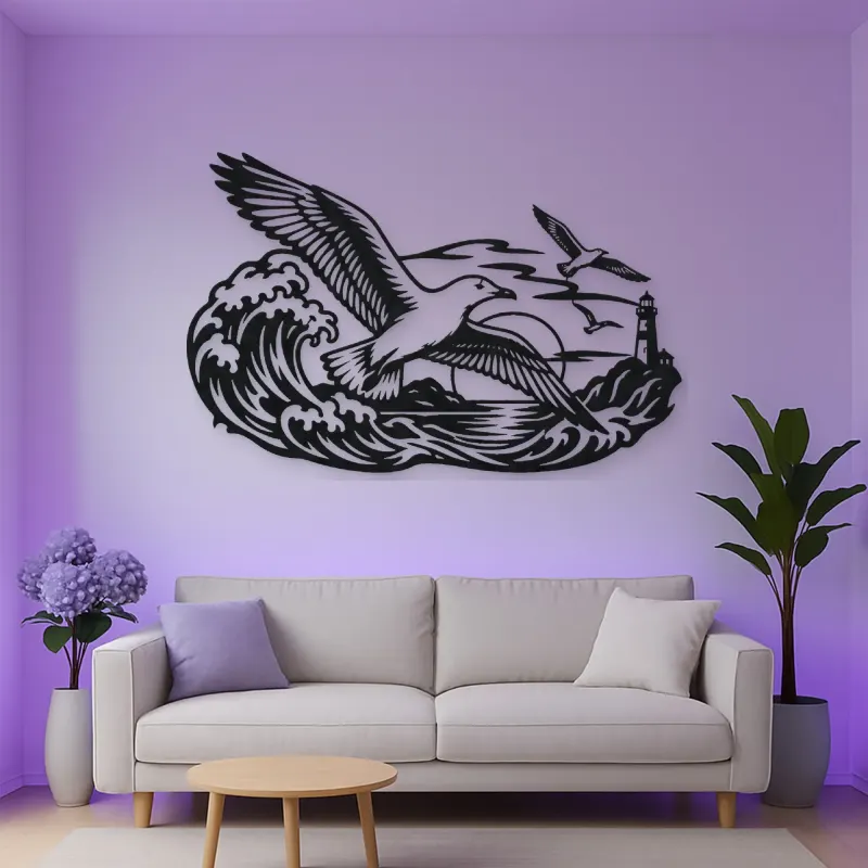 Seagull Wave Flight Metal Wall Art | Coastal and Nautical Wall Decor
