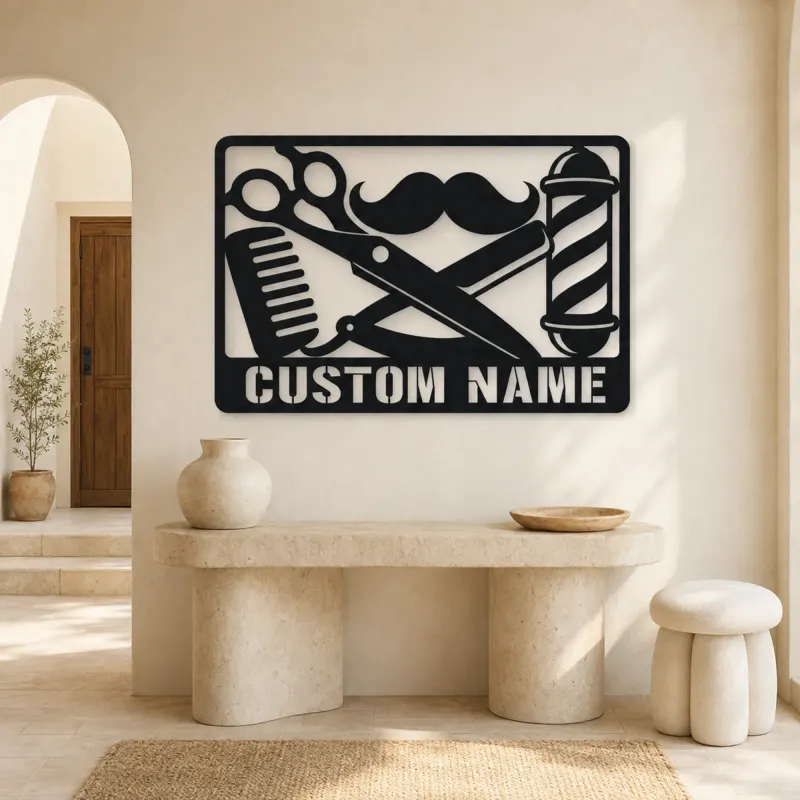 Personalized Barber Tools Metal Wall Art - lifestyle view 3