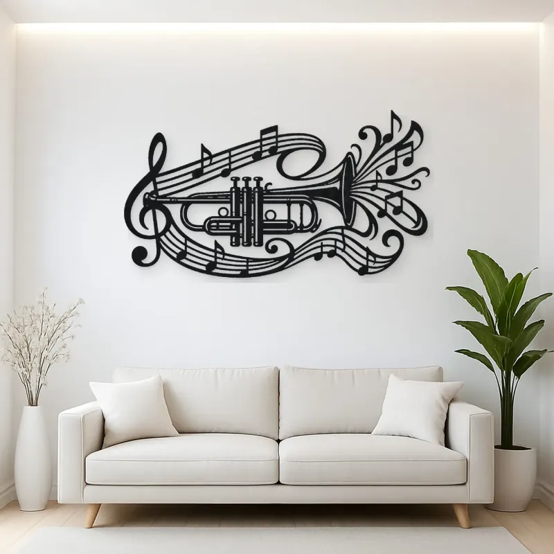 Trumpet Sound Ribbon Metal Wall Art | Music Room Wall Decor
