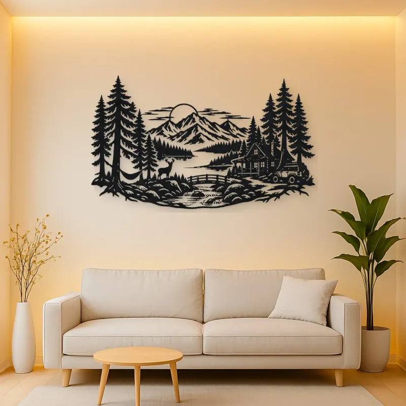 Endless Evergreen Horizon Metal Wall Art | Nature Silhouette Decor
