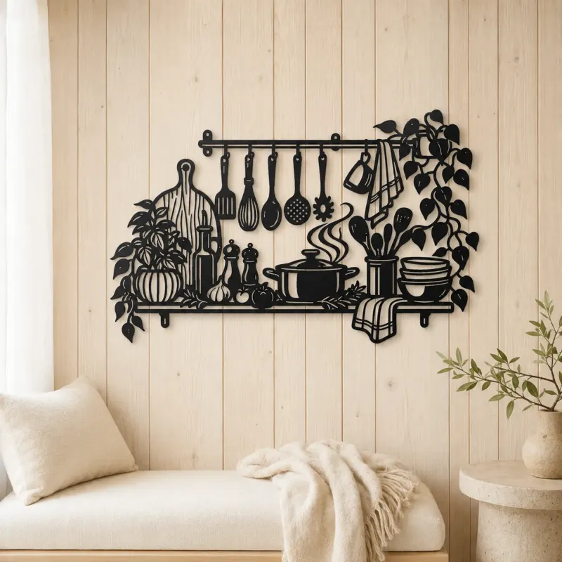 Chef Utensil Flow Metal Wall Art | Cozy Home Metal Decor - lifestyle view 5