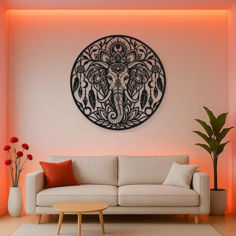 Spiritual Elephant Metal Wall Art | Wildlife Silhouette Decor