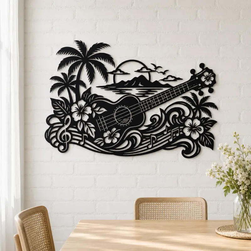 Ukulele Island Flow Metal Wall Art | Music Room Wall Decor - lifestyle view 4