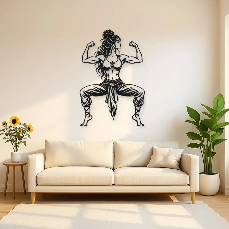 Goddess Pose Strength Metal Wall Art | Movement Silhouette Decor
