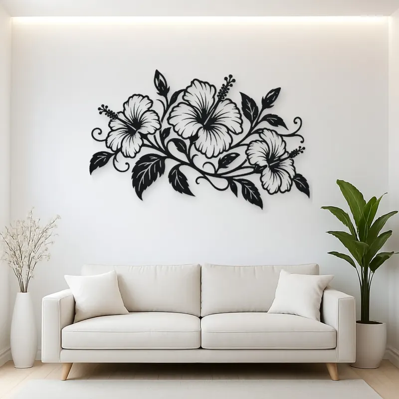 Hibiscus Flow Metal Wall Art | Botanical Metal Wall Decor