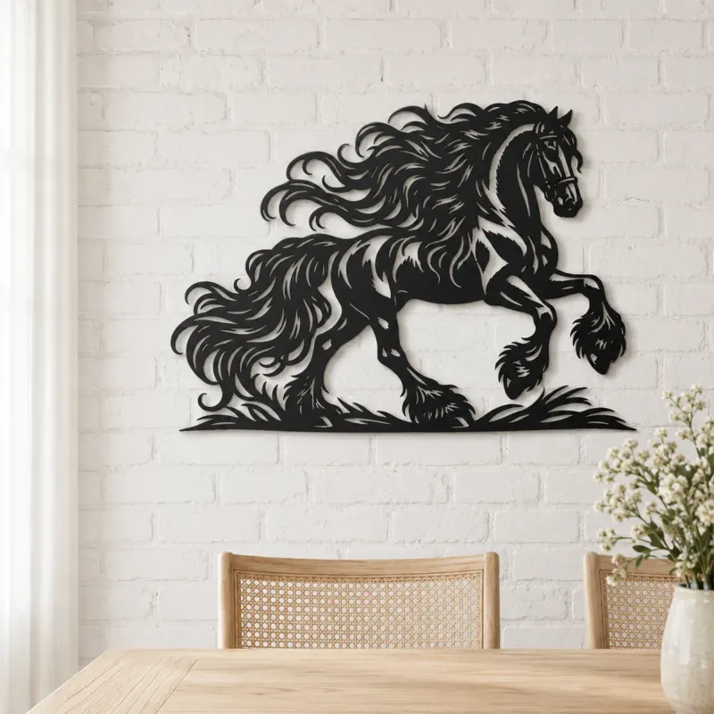 Friesian Mane Flow Metal Wall Art | Equestrian Wall Decor - lifestyle view 4
