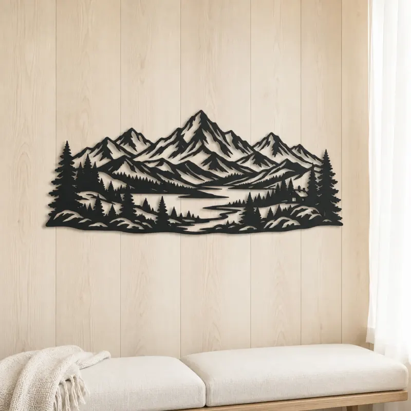Snowcap Serenity Metal Wall Art | Modern Abstract Metal Decor - lifestyle view 5