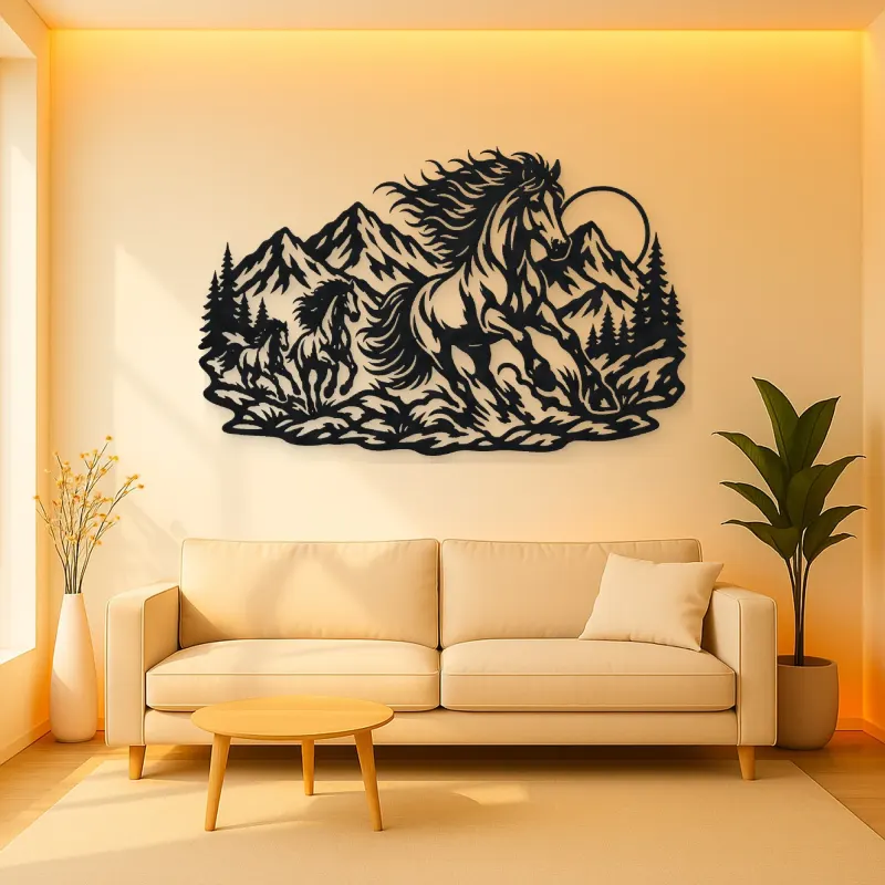 Wild Mustang Mountains Metal Wall Art | Equestrian Wall Decor