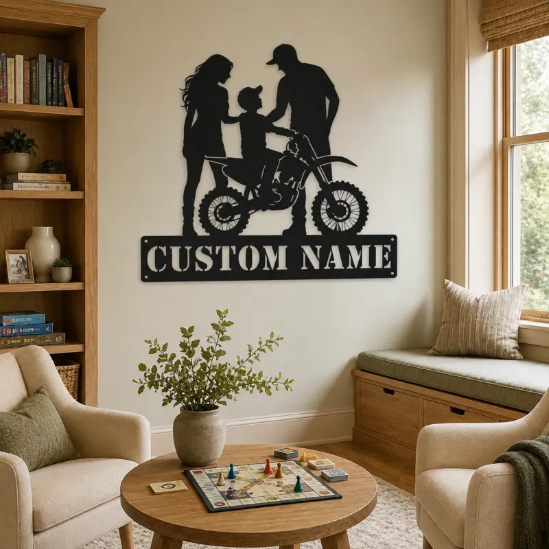 Personalized Mini Dirt Bike Family Metal Wall Art - lifestyle view 4