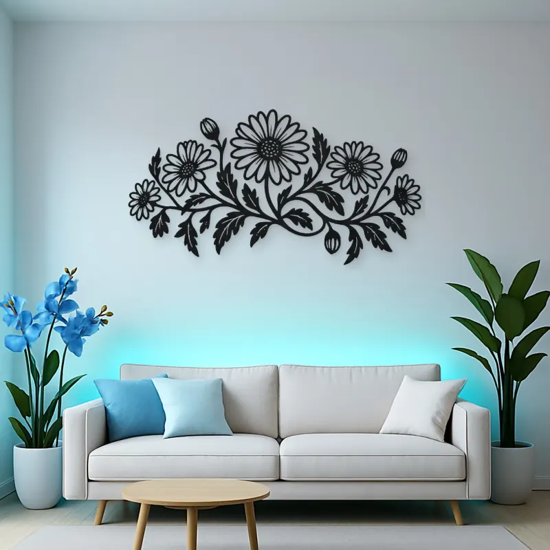 Daisy Chain Metal Wall Art | Botanical Metal Wall Decor