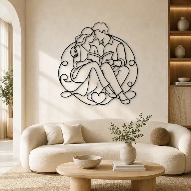 Cartel de metal personalizado de pareja con libro compartido | Decoración de pareja romántica