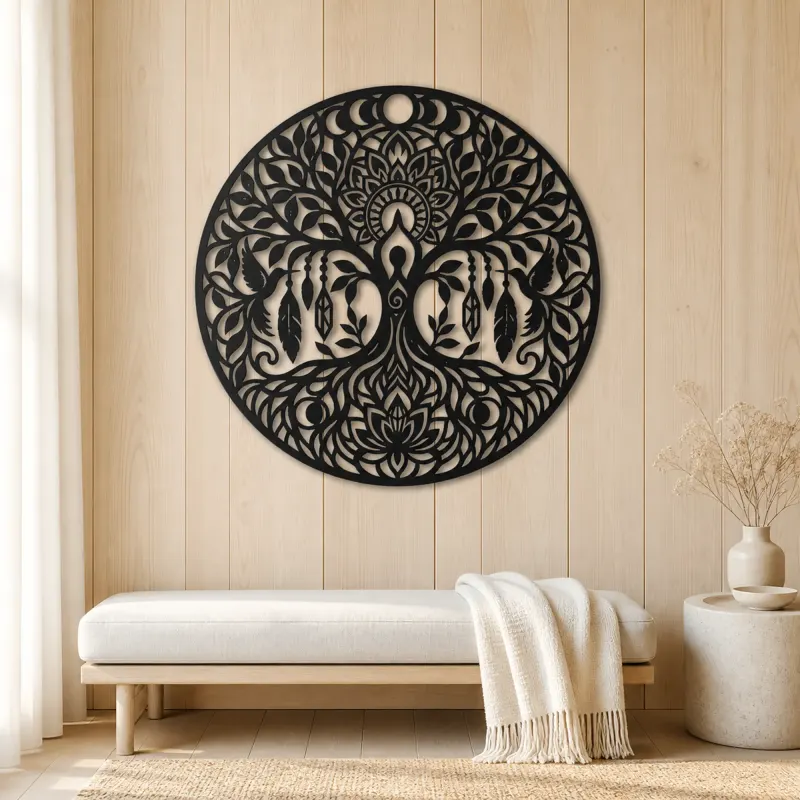 Tree Mandala Fusion Metal Wall Art | Botanical Metal Wall Decor - lifestyle view 5