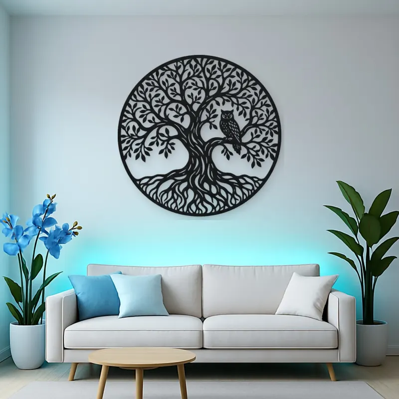 Tree with Owl Metal Wall Art | Wildlife Silhouette Decor