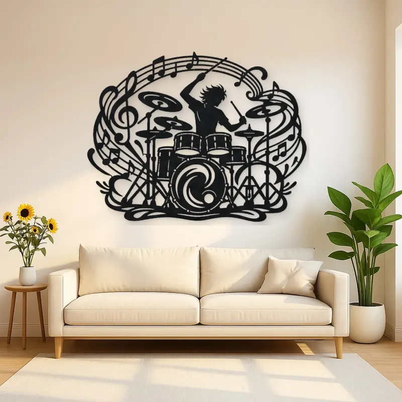 Drum Rhythm Circle Metal Wall Art | Modern Abstract Metal Decor